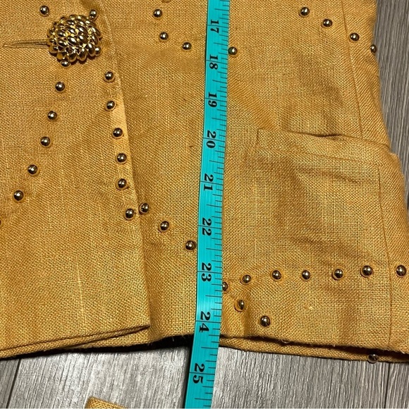 Vintage Magali Collection Two Piece Skirt Blazer Goldenrod Gold Buttons Size 8 - Picture 7 of 12